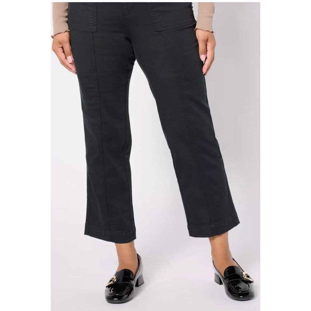Belle by Kim Gravel Petite TripleLuxe Twill Crop Pants Black Womens 2P Petite